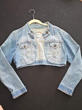 Vintage Paris Blues Light Blue Cropped Denim Jacket 90s Y2K